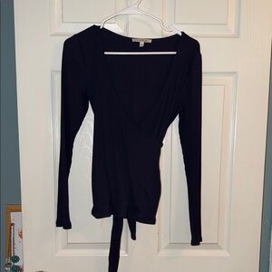 Express Deep Navy Wrap Blouse